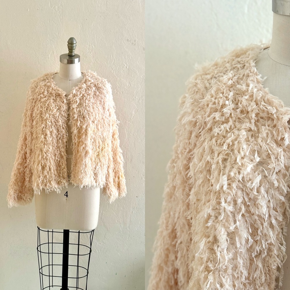 Shaggy cream cardigan bohemian festival jacket size s|m